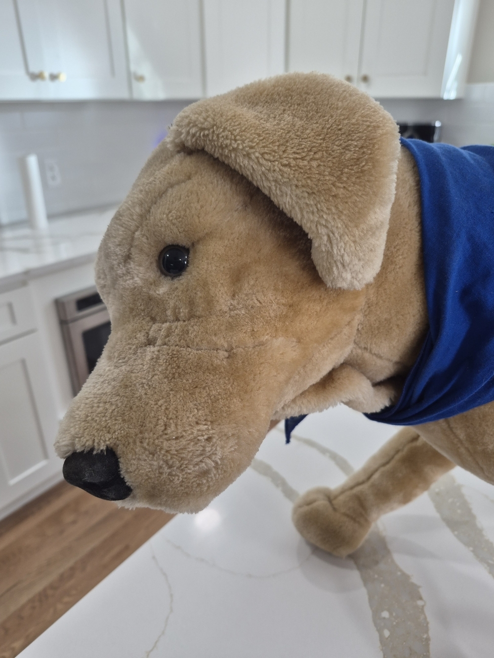 Melissa & Doug Tan Plush Dog with Royal Blue Bandana - Picture 3 of 4